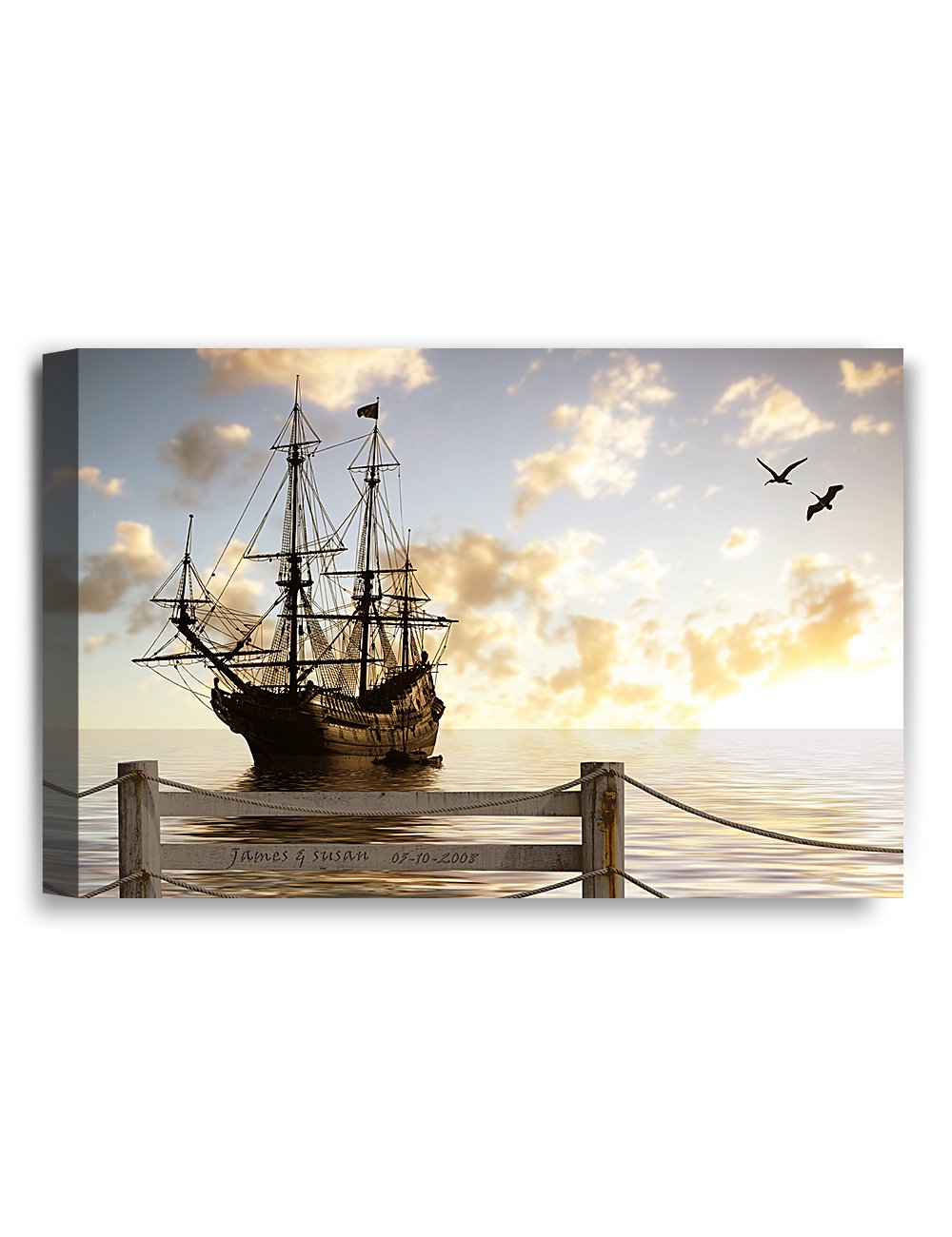 IPIC - Sailboat. Personalized Artwork with Names and Date on, Customized gift for Anniversary,Wedding,Birthday and Holidays