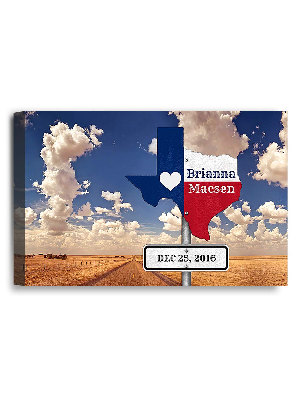 IPIC - Love Across America: Lone Star Lovers. Personalized Wall Artwork with Names and Date, Custom Gift for Anniversary and Birthday