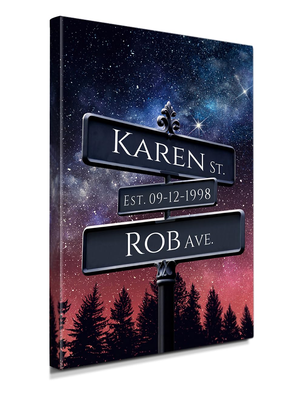 IPIC - Love under the Milky Way, Personalized Street Sign Canvas Print Wall Art with Names and Date, Custom Crossroads Sign for Couples, Gift for Anniversary, Wedding or Holiday