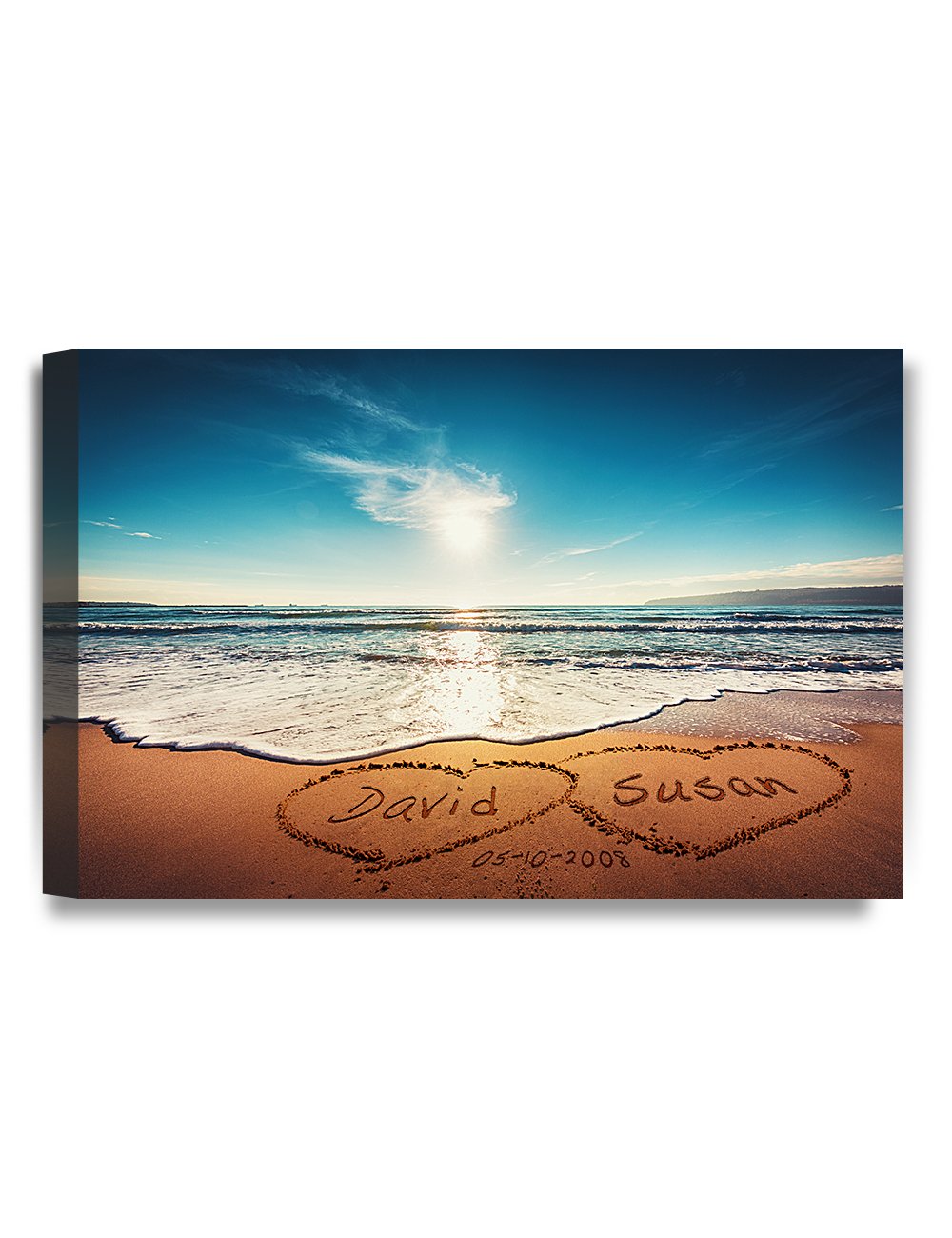 IPIC - Heart in Heart, Personalized Artwork with Names and Date on, Customized Gift for Anniversary,Wedding,Birthday and Holidays. Total Size: 18" W x 12" H