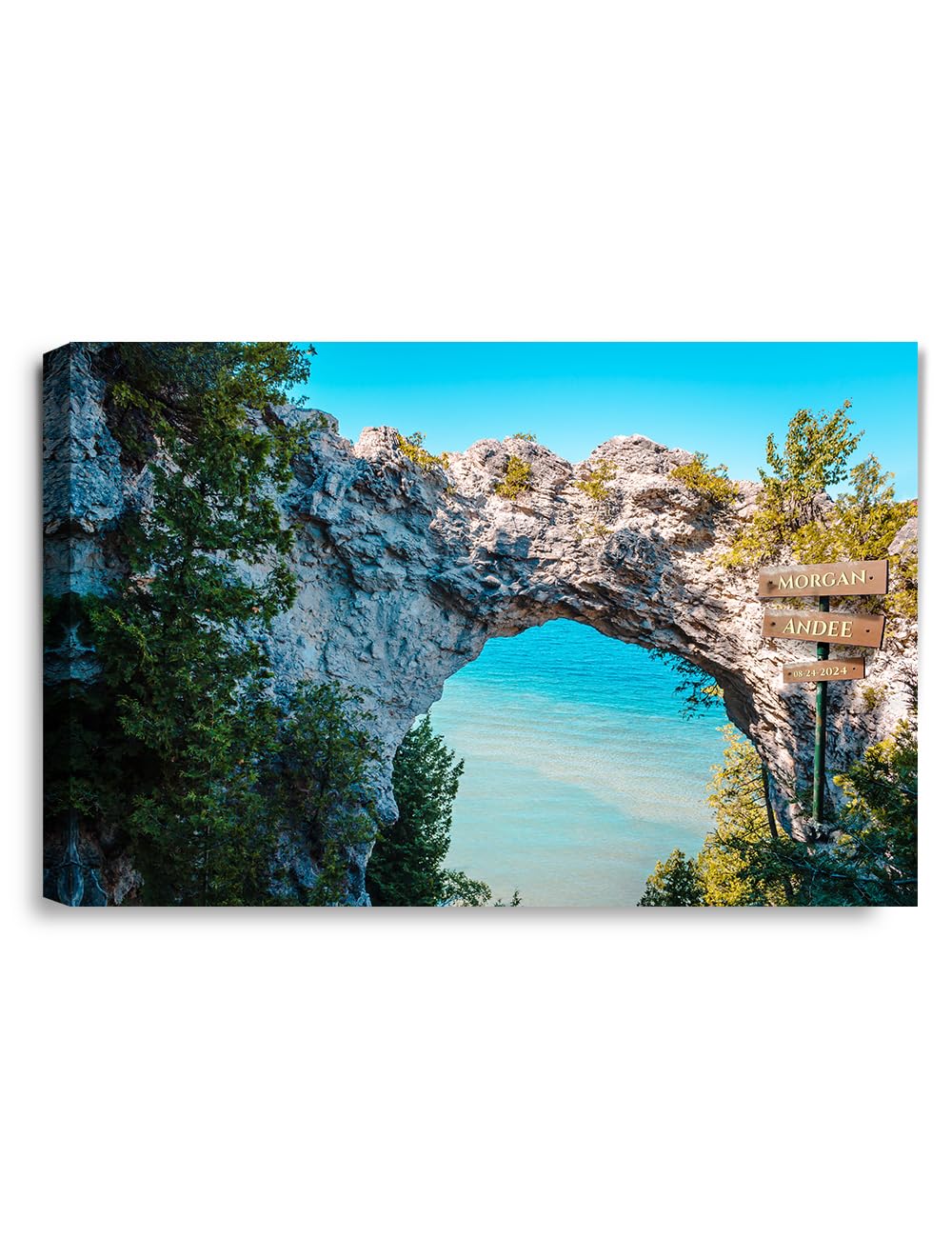 IPIC - Love Across America: Step into Love's Arch. Mackinac Island Michigan, Personalized Gift for Couples. Valentine's Day Gifts with Names and Date. Customized Wall Art for Bedroom