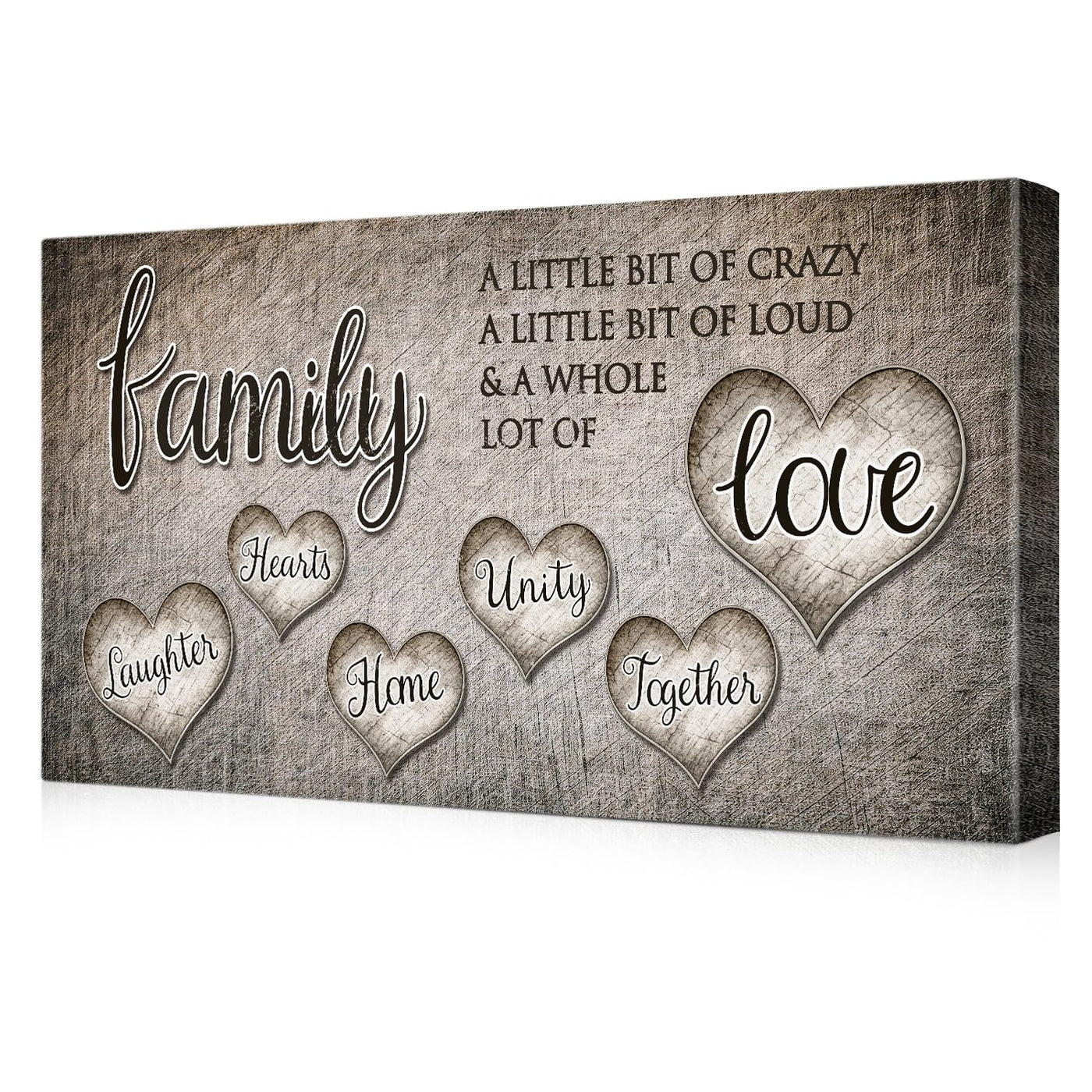 IPIC - Rustic Family Wall Decor Canvas Print, Home Sign Wall Decor, Love Quote Art for Living Room and Bedroom, Ready to Hang 24x12