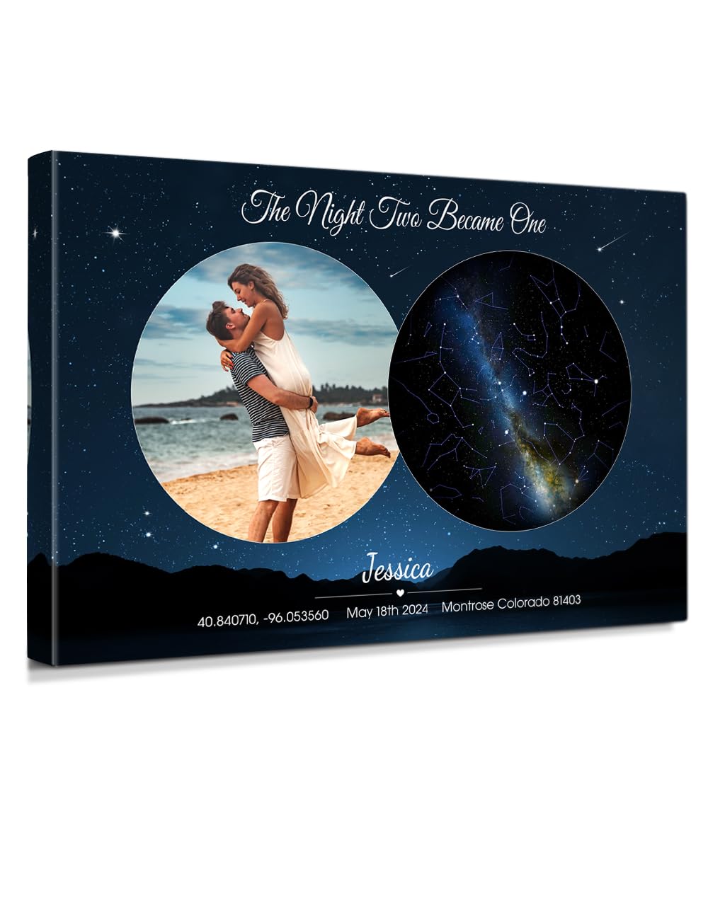 IPIC - Personalized Star Map Canvas with Custom Photo, Night Sky Wall Art Featuring a Constellation Map, A Romantic Stars Gift Designed to Capture Your Most Meaningful Moments