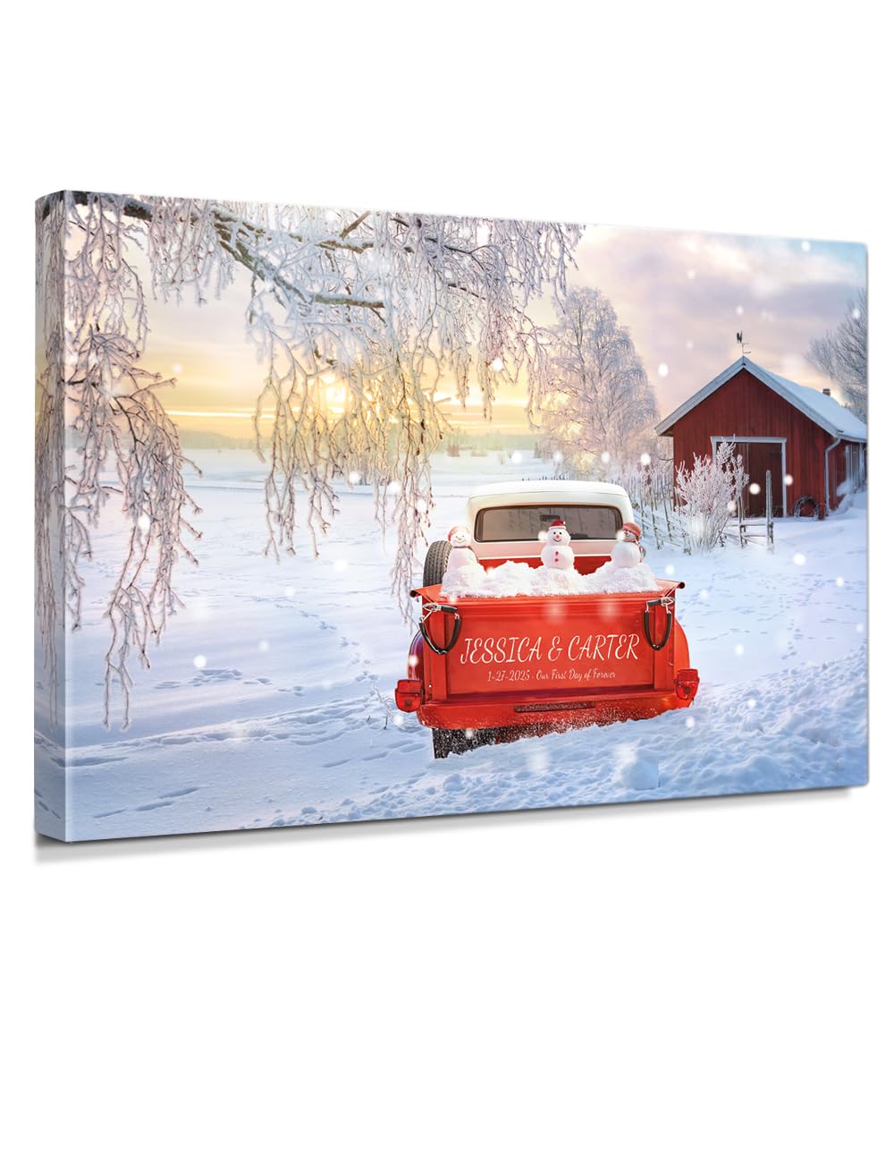 IPIC - Timeless Love Through the Seasons, Winter, Personalized Canvas Wall Art with Names, Custom Gift for Couples, Romantic Anniversary or Wedding Present for Bedroom or Living Room Decor