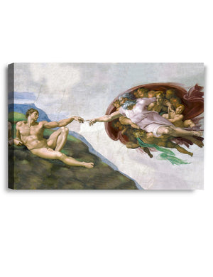 IPIC - The Creation of Adam by Michelangelo, Acid-Free Cotton Canvas by Giclee Prints and Stretched Canvas Art for Office Decor and Home Decor. 36" W x 24" H