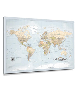 IPIC - Canvas World Maps for Wall Decor, Push Pin Board Decor to Mark Travels, Oversize World Travel Map Print for Home, Office, Study, and RV, Ready to Hang