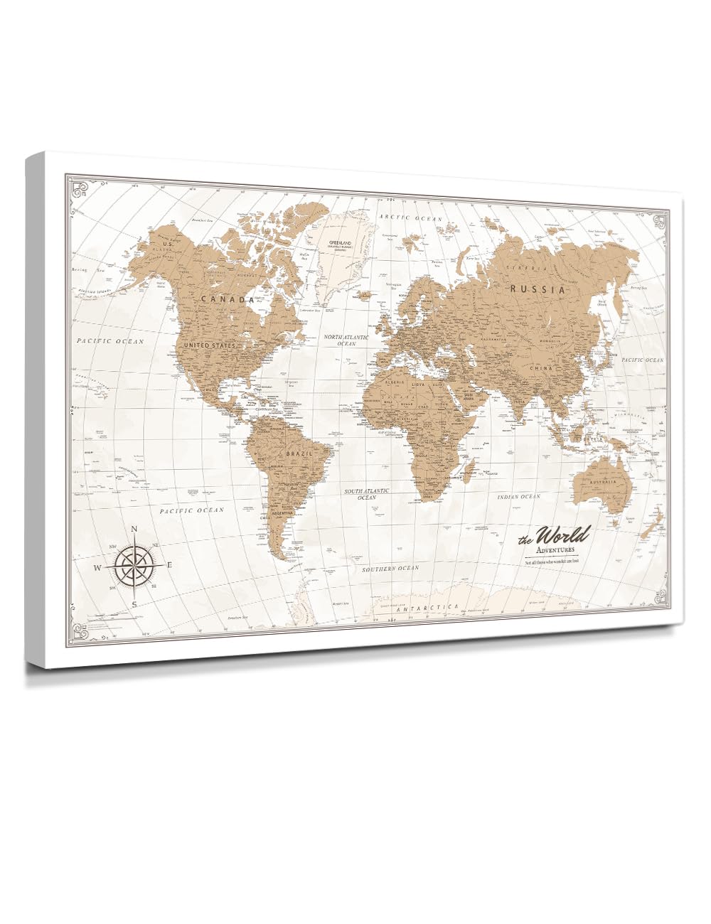 IPIC - Vintage World Push Pin Map Canvas