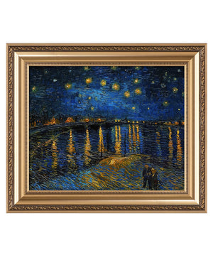 IPIC - Van Gogh's 'Starry Night Over the Rhone', Famous Artist Reproduction Wall Art with Classic Golden Frame. Suitable Wall Decor for Living Rooms, Bedrooms, Offices, Total Size: 26x22