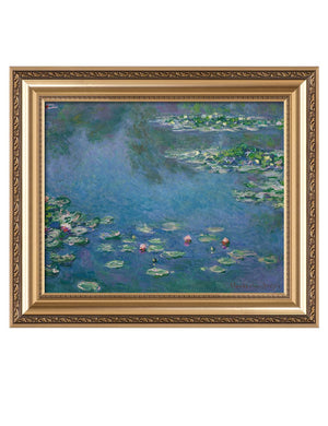 IPIC - Claude Monet's Water Lilies 1906 Art Reproduction, Giclee Prints Match with Classical Gold Frame, Monet Wall Art for Home Decor, Total Size w/Frame: 26" W x22 H