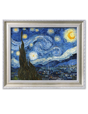 IPIC - Starry Night Vincent Van Gogh Paintings, Giclee Canvas Print Wall Art with Solid Wood Frame for Home Decor, Pic size:20x16, Framed size:24.8x20.8