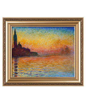 IPIC - Sunset in Venice by Claude Monet, Giclee Prints Match with Classical Gold Frame, Monet Wall Art for Home Decor, Total Size w/Frame: 26" W x22 H