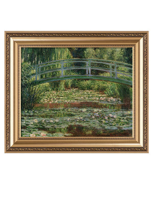 IPIC - Claude Monet Art, Japanese Footbridge Wall Art and the Water Lily Pool Giverny, Giclee Prints Match with Classical Gold Frame, Monet Wall Art for Home Decor, Total Size w/Frame: 26" W x22 H
