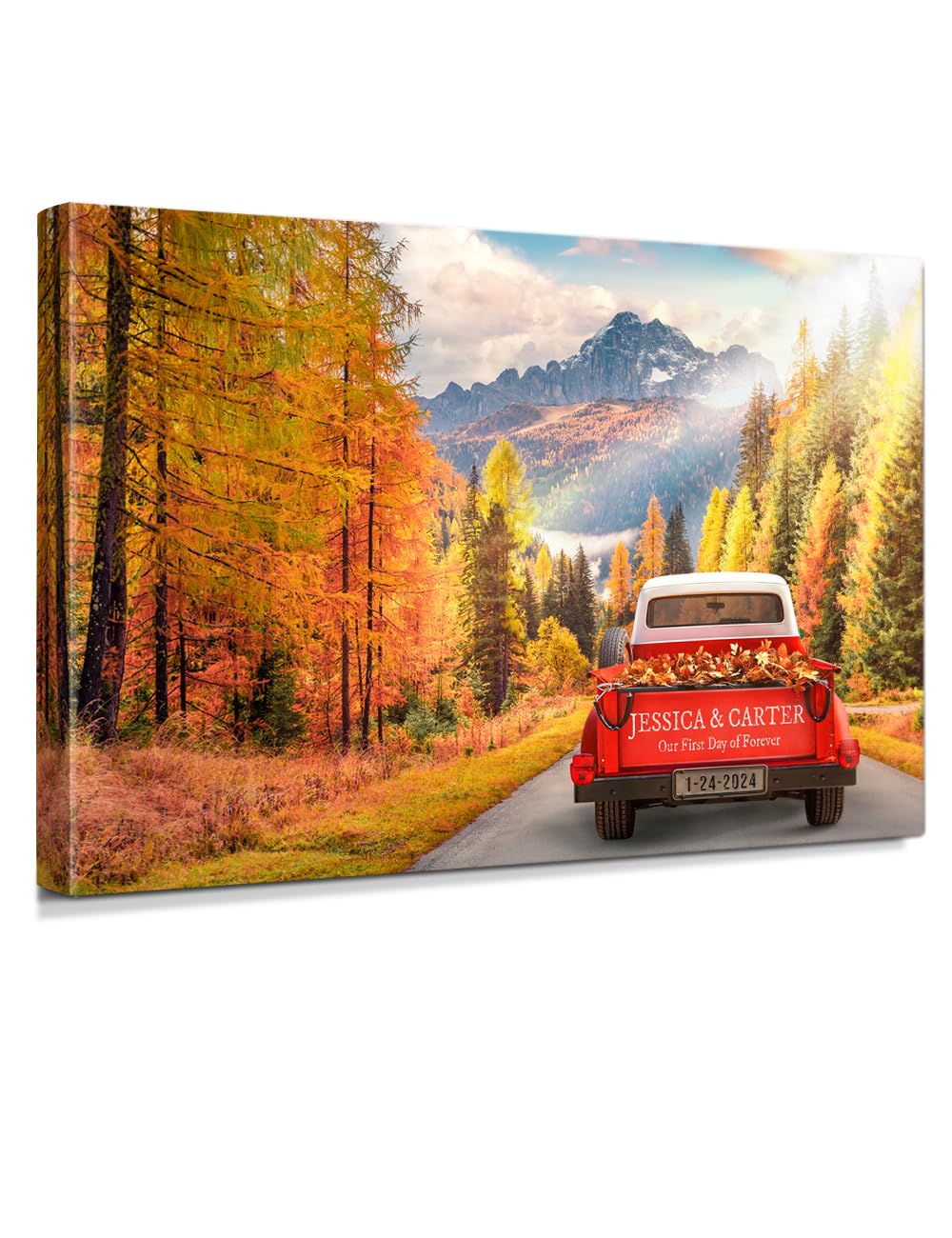 IPIC - Timeless Love Through the Seasons, Autumn, Personalized Canvas Wall Art with Names, Custom Gift for Couples, Romantic Anniversary or Wedding Present for Bedroom or Living Room Decor