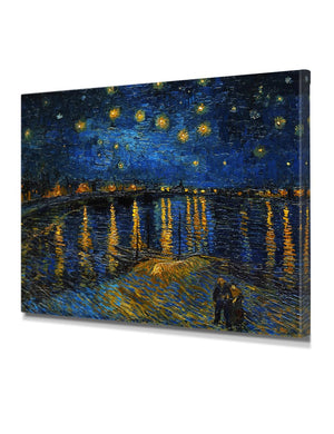 IPIC - Vincent Van Gogh's 'Starry Night Over the Rhone', Famous Artist Reproduction Wall Art, Giclee Canvas Print Wall Decor for Living Rooms, Bedrooms, Offices. Total Size: 30X24in