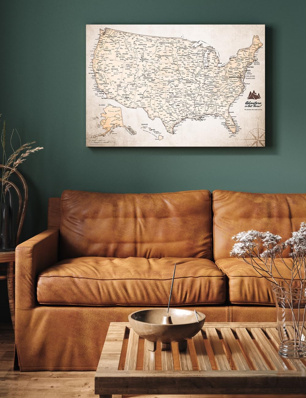 IPIC - Vintage USA Push Pin Map Canvas