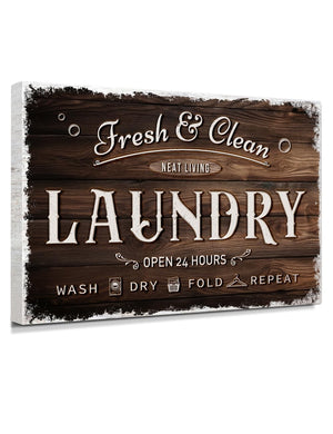 IPIC - Laundry Room Decor, Large Rustic Wall Art Print on Acid-Free Cotton Canvas for Family Laundry Room, Rustic Farmhouse Style Wall Decor for Home, Made in USA