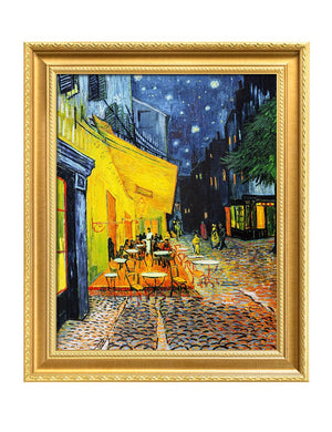 IPIC - Cafe Terrace at Night Vincent Van Gogh Paintings, Giclee Canvas Print Wall Art with Solid Wood Frame for Home Decor, Pic size:20x16, Framed size:24.8x20.8