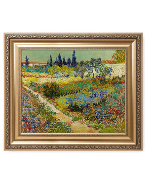 IPIC-Garden at Arles in July. Van Gogh Art Reproduction. Giclee Canvas Prints with Classic Golden Frame. Pic size:20x16 Framed size:26x22