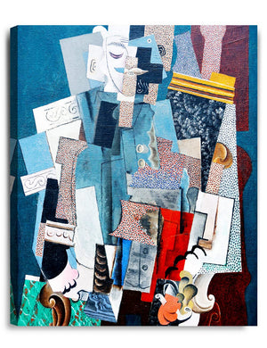 IPIC - Man with Pipe by Pablo Picasso Art reproduction Giclee Prints on Acid Free Cotton Canvas Hand Stretched Canvas Art for Home Decor. 24" W x 30" H